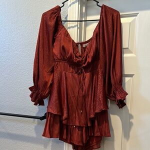 Hello Molly Maroon cheetah Romper